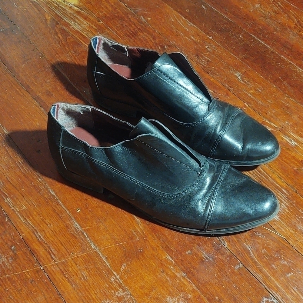 Tommy Hilfger TWFINN Black Leather Loafers Sz 11